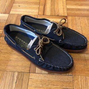 Sperry Topsider J. CREW Denim Canvas Boat Shoes